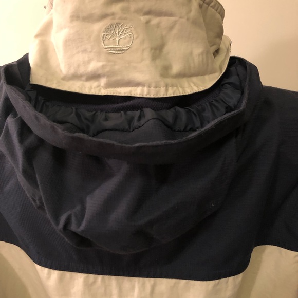 Timberland Weathergear Hooded Jacket- unisex Size Color: Beige/ Navy size XS - Picture 9 of 12